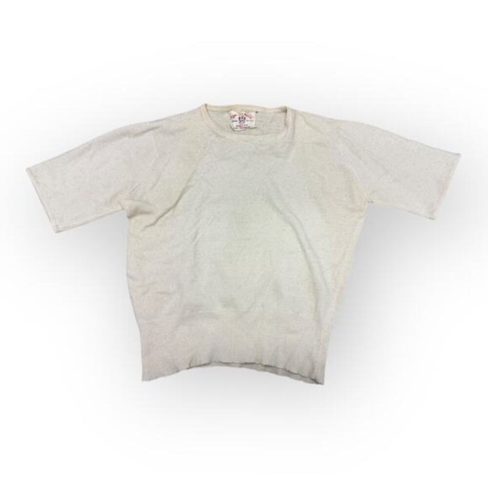 Vintage Peck & Peck Hadley Pure Cashmere Short-Sleeve Crewneck Sweater in Ivory